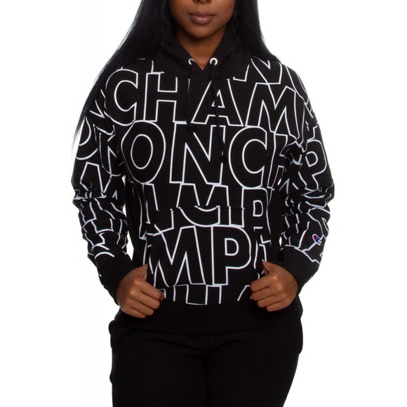 Champion Reverse Weave Iconic Hoodie Size XS Black and White - Picture 4 of 11